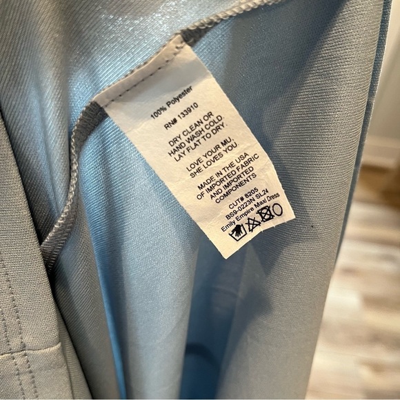 NWT Show Me Your Mumu Small Emily Empire Maxi Dress Steel Blue Chiffon - Picture 6 of 6